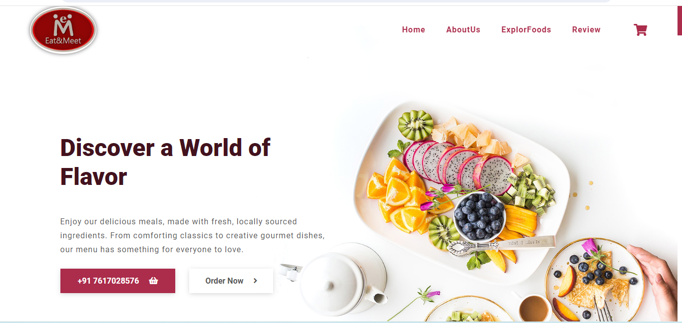 Screenshot of Restaurant Website